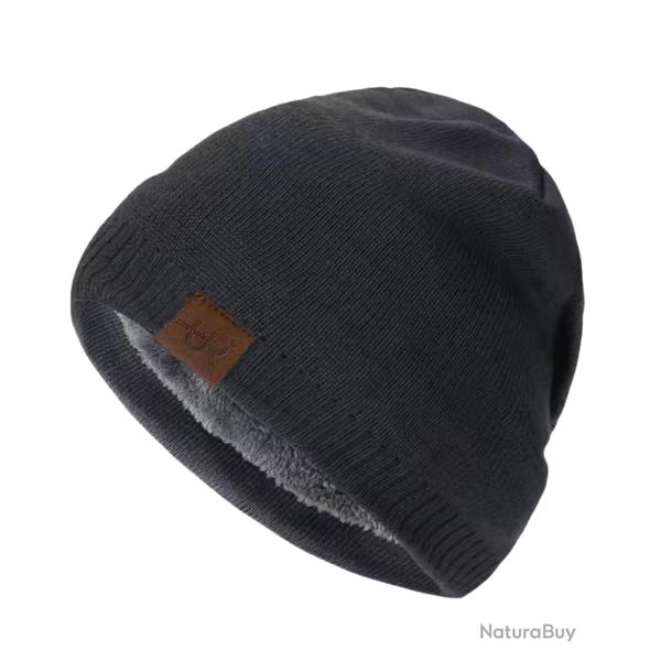 Bonnet hiver doubl� chaud unisexe - tricot �pais doublure fourrure ext�rieur Gris