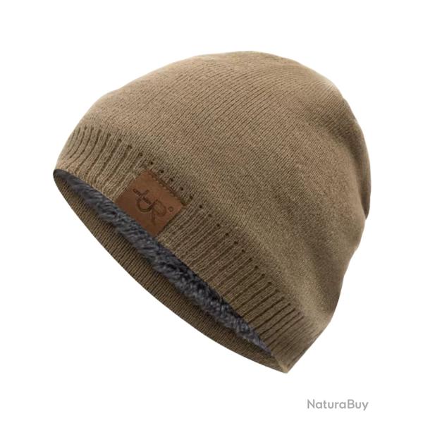 Bonnet hiver doubl� chaud unisexe - tricot �pais doublure fourrure ext�rieur Beige