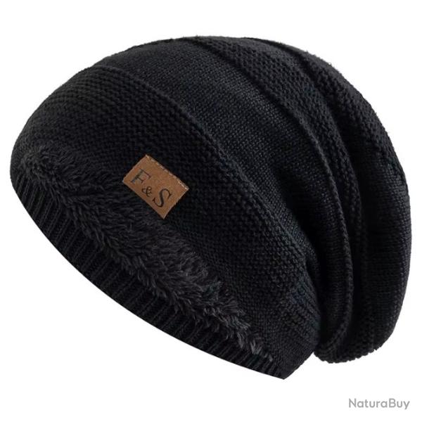 Bonnet hiver chaud doubl� polaire homme | tricot� ext�rieur - d�contract� Taille Unique Noir