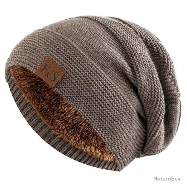 Bonnet hiver chaud doubl� polaire homme | tricot� ext�rieur - d�contract� Taille Unique Beige