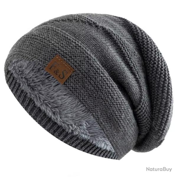 Bonnet hiver chaud doubl� polaire homme | tricot� ext�rieur - d�contract� Taille Unique Gris