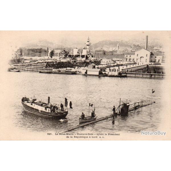 CPA - Marine de Guerre -Le SOUS - MARIN " Gustave Z�d� " N�4152