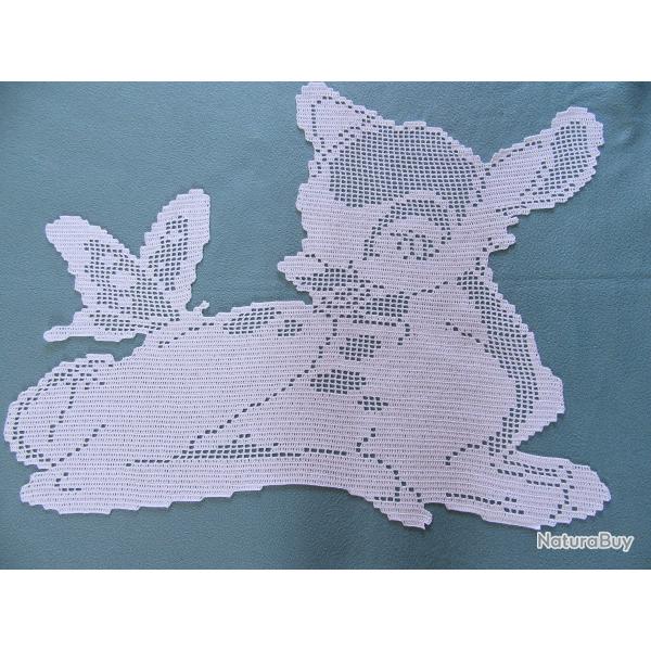 Faon & papillon dcoration textile en coton. Linge de table.