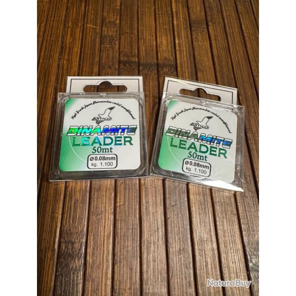 LOT DE DEUX FIL P�CHE Artico DINAMITE LEADER - 50mtr - 0,08 mm