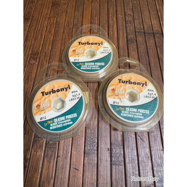 Lot de 3 bobines turbonyl Nylon Tortue Turbonyl 50 m 12 mm