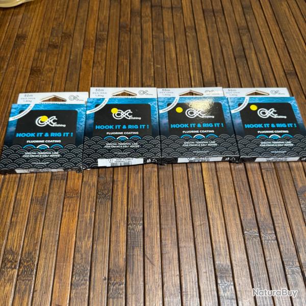 Lot 4 pi�ces Nylon Fluoro C&C Hook it & Rig itP�che 2x0,12 mm et 2x0,14 mm