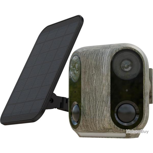 Cam�ra Surveillance Ext�rieure WiFi sans Fil, Solaire, Double Objectif & PIR, Vision Nocturne Couleu