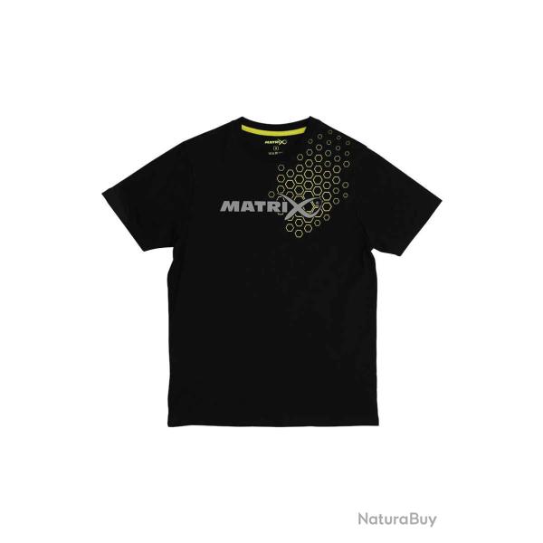 T shirt MATRIX Hex Print Noir 100 Coton L�ger et Confortable