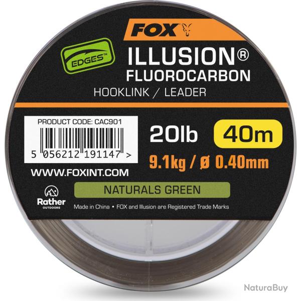 FOX Edges Illusion Fluorocarbon Naturals Green 40m 30lb 13.6kg 0.50mm