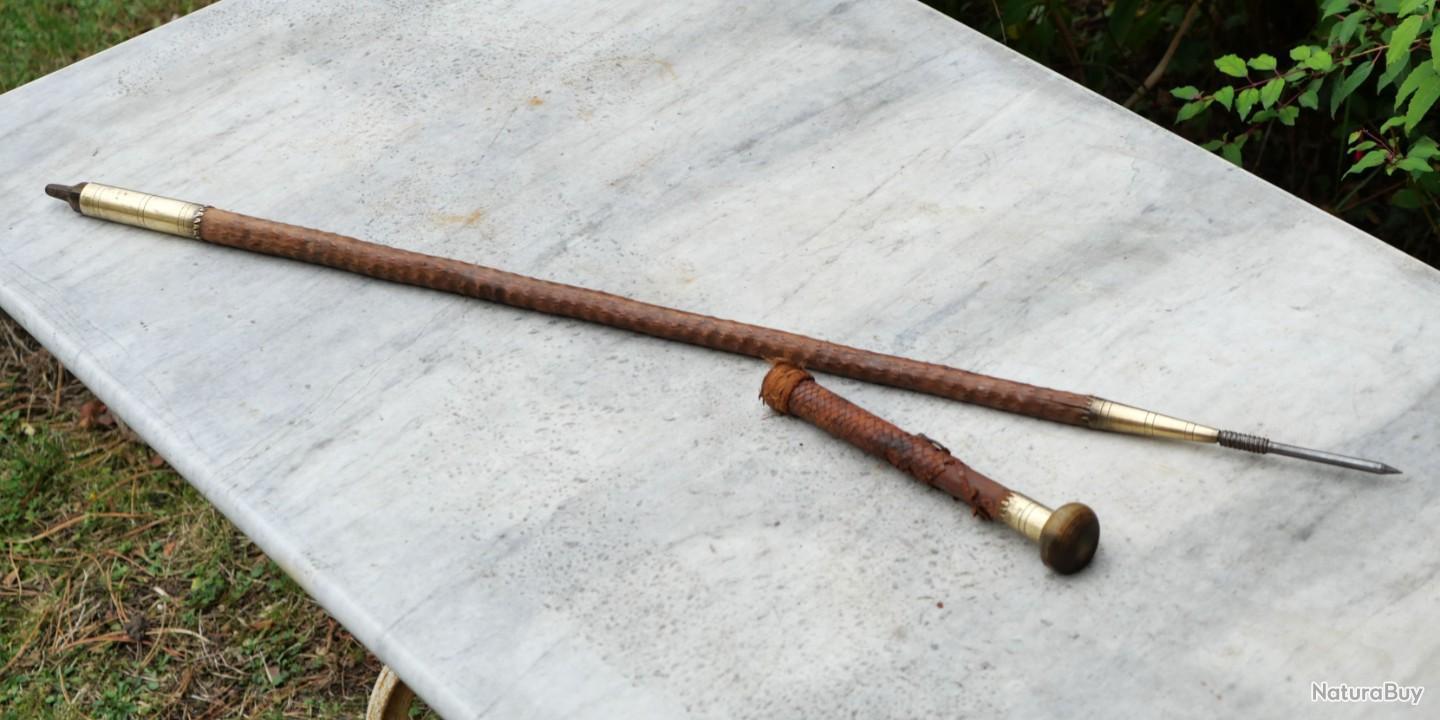 Rare et belle canne ancienne de collection avec pommeau Skull très bon