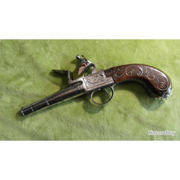 Tr�s beau pistolet � silex 18� anglais sign� W.NEWTON � Nottingham