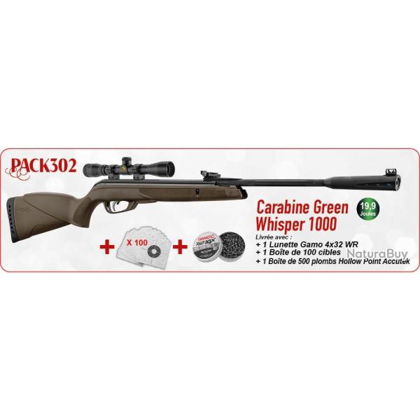 Pack No�l Gamo Green Whisper 1000 - Cal. 4,5 mm