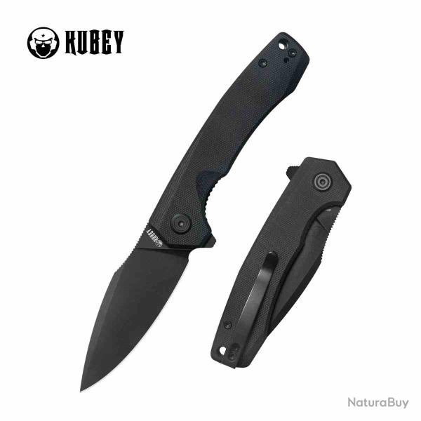 Couteau KUBEY Calyce Black Lame Acier 14C28N Plaquettes G10 Liner Lock IKBS KUB901Y