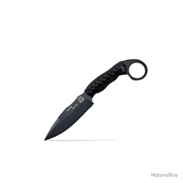 COUTEAU TACTIQUE TALIM WILDSTEER MANCHE PARACORDE NOIR LAME EPOXY NOIRE