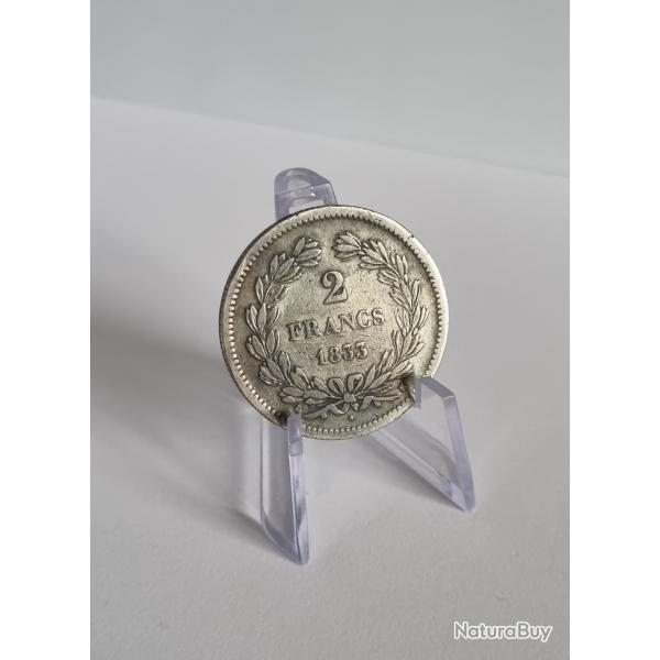 Trs Rare 2 Francs Argent 1833 K Louis Philippe Ier Bordeaux , XIXme Sicle 1er