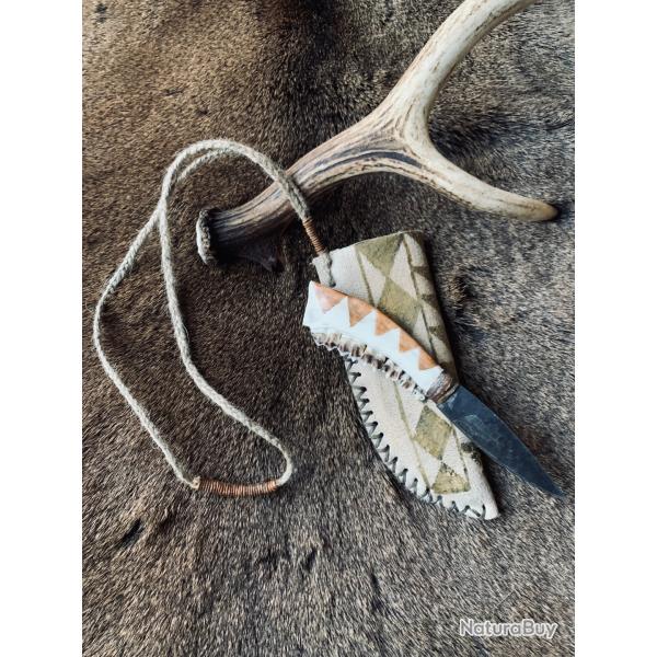 couteau am�rindien d'artisan / manche en m�choire de cerf , lame acier carbone 1095 ( 2 )