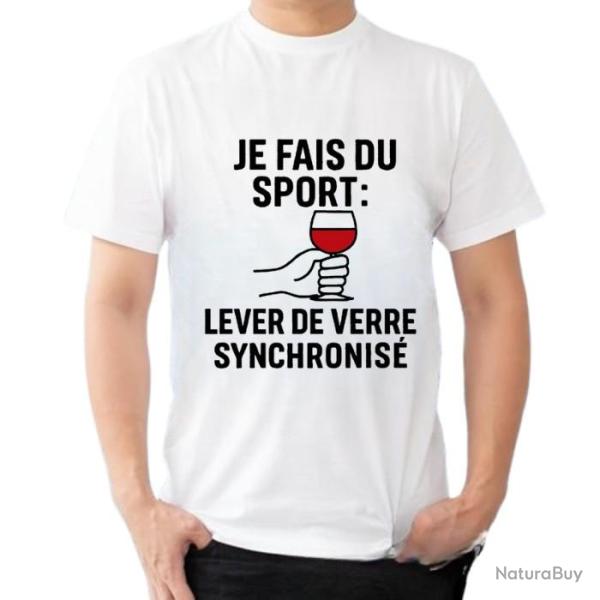 Tee-shirt humoristique "Je fais du sport : lever de verre, synchronis�"