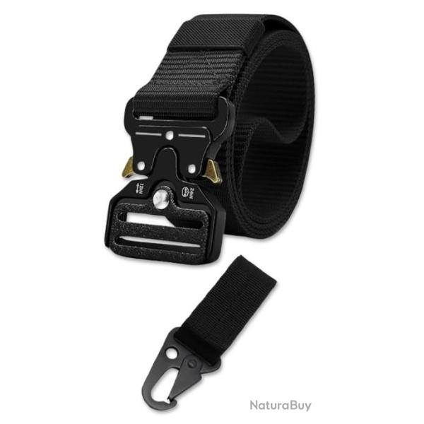 Ceinture tactique 120cm Noir - Nylon ultra-r�sistant premium - Polyvalente