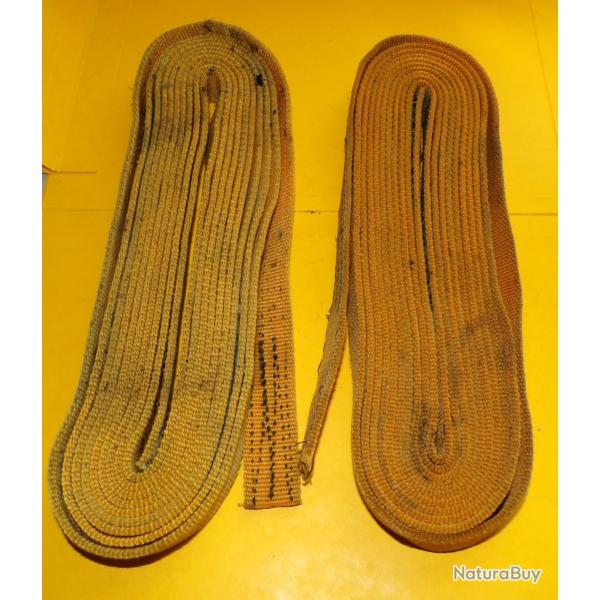 SANGLE DE PARACHUTE DE COULEUR JAUNE EN LOT DE 2 , LONGUEUR 5 METRES LARGEUR 2,5 CM ,BON  ETAT VOIR