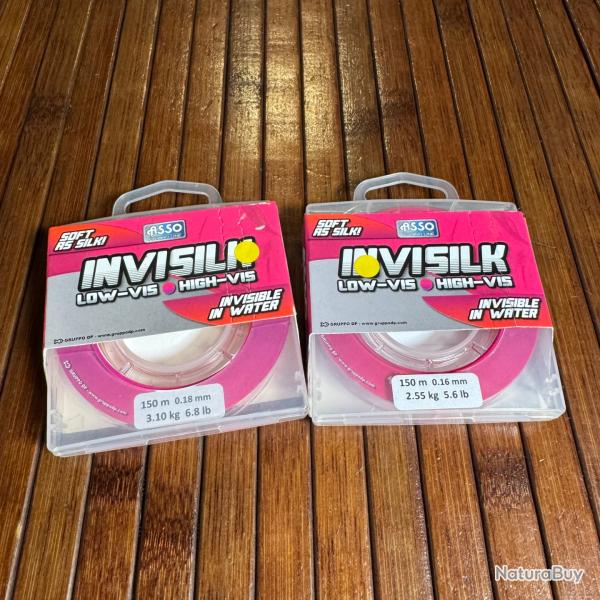 LOT DESTOCKAGE P�CHE 2 bobines NYLON ASSO INVISILK ROSE