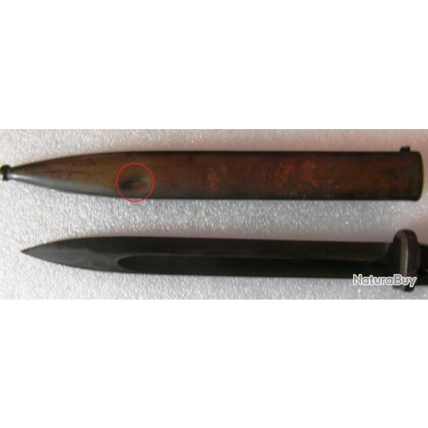 Baonnette Type S84/98 3me type "dite commerce"  pour fusil MAUSER K98 + Fourreau Cof 44