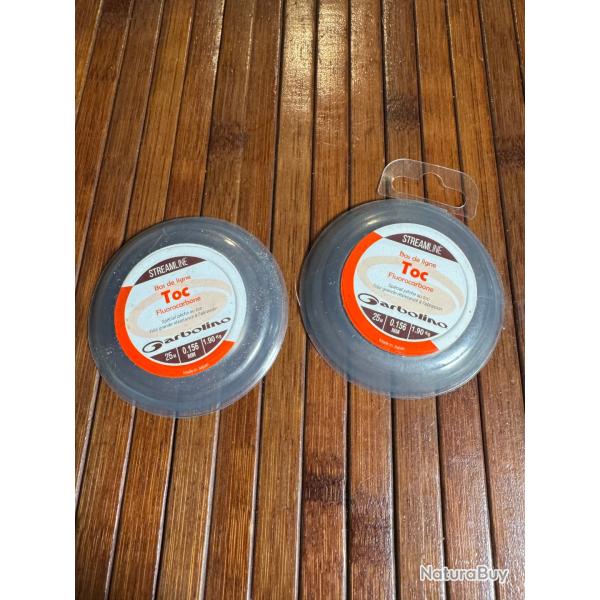 LOT P�CHE 2 BOBINES Fluorocarbone Garbolino Streamline Fluoro Bl Mono - 25M  0,12 mm - 1,42kg