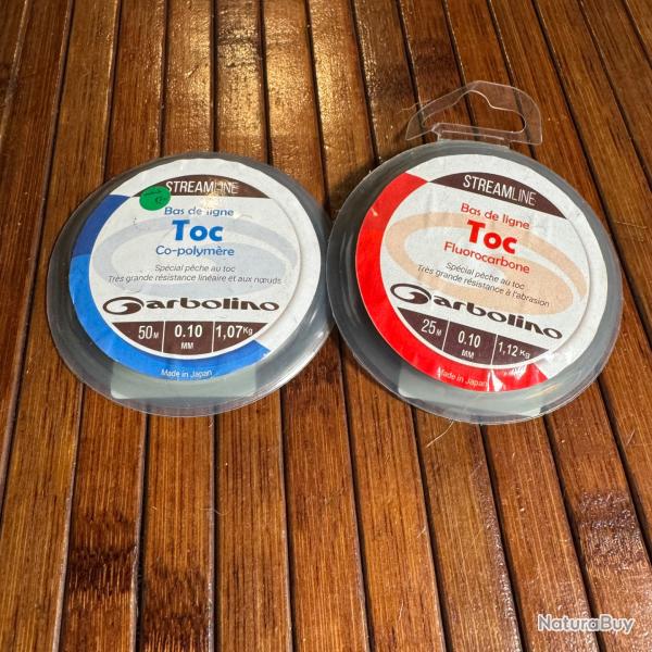 LOT P�CHE 2 BOBINES Fluorocarbone et copolymer Garbolino  Bl Mono - 25M  et 50 m