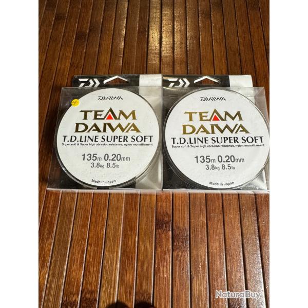 LOT DE 2 DAIWA monofilament TD SUPER SOFT MT.135 m 0,20mm FIL P�CHE MEILLEUR PRIX !!!!