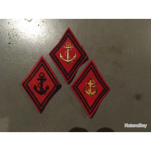 Lot de 3 insignes tissu / Ancre des Troupes de Marine