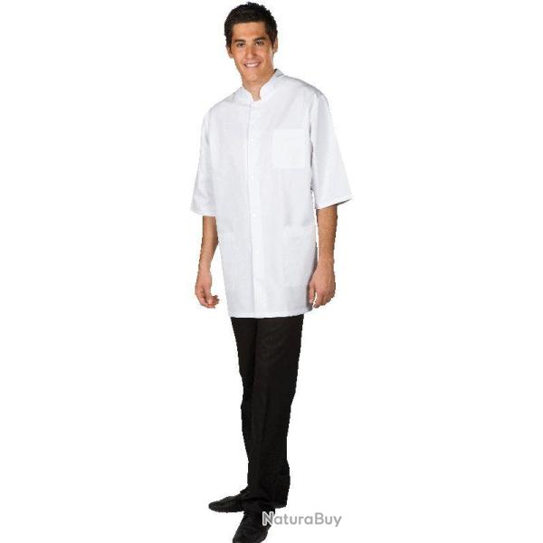 Blouse homme 3/4 St�phane Serg� Blanc coton Bio 1