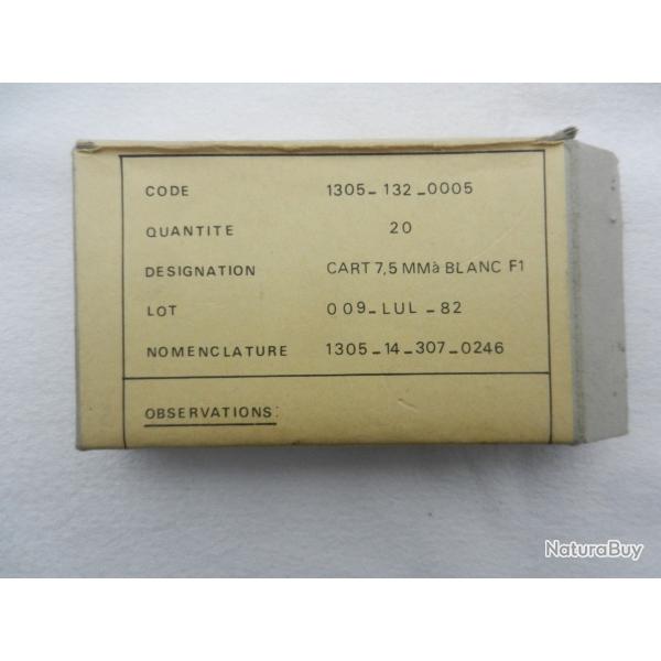 boite en carton  vide pour cartouches  cal.7,5 � blanc F1