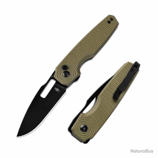 Couteau Kizer Dogfish OD Lame Acier Nitro-V Manche G-10 Button Lock Clip KIV3640A2