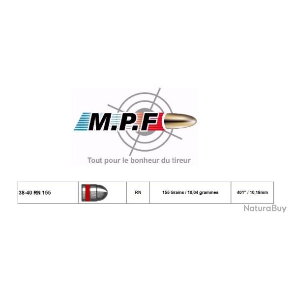 1000 Balles MPF Ogives plomb 40 RN 155 Gr � 401" en port gratuit