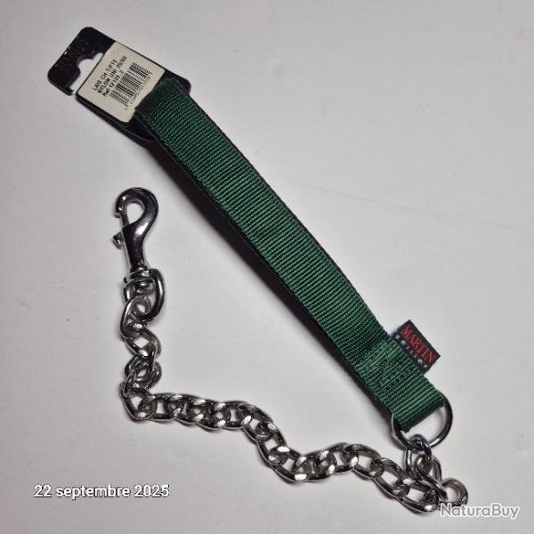 Martin Sellier - laisse neuve, en cha�ne tr�s solide avec nylon de 60cm pour chien