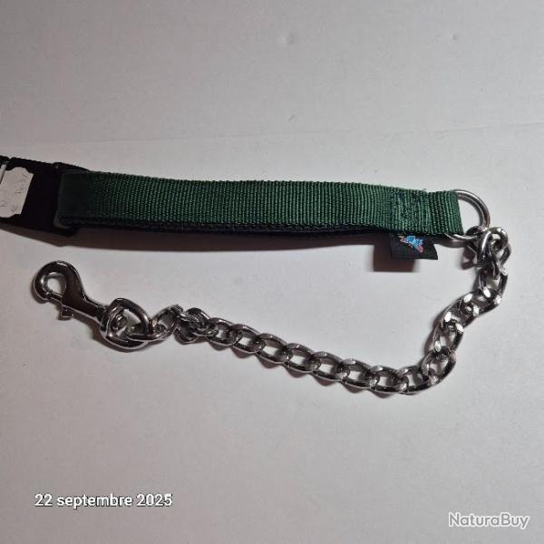 Laisse neuve, en cha�ne solide avec nylon de 60 cm pour chien, ours, cochon, martin seillier