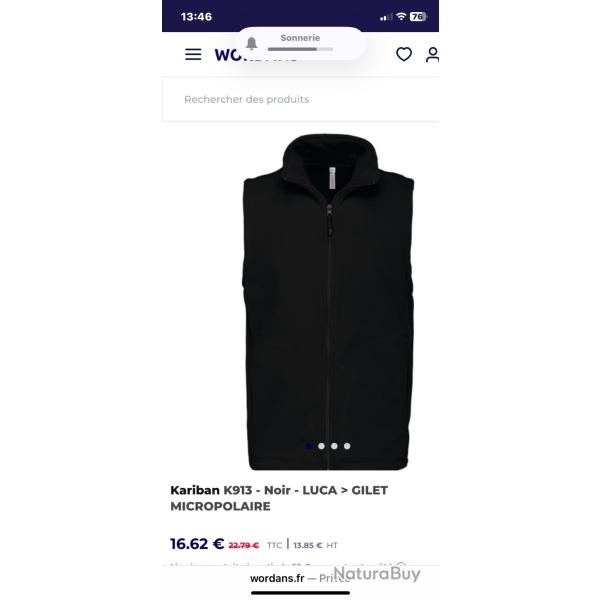 Polaire sans manche noire neuve