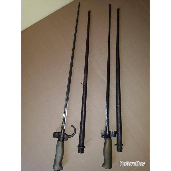 lots baionnettes Gras Lebel collection grande guerre WW 1 militaria