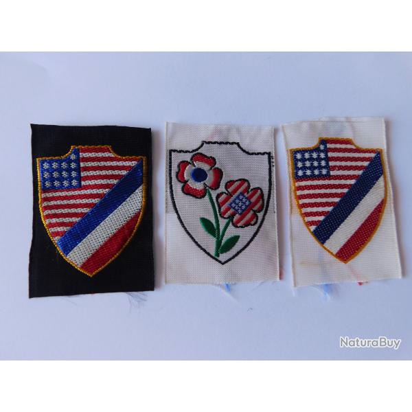 LOT 3 INSIGNES TISSU LIBERATION AUTHENTIQUES WW2 39-45