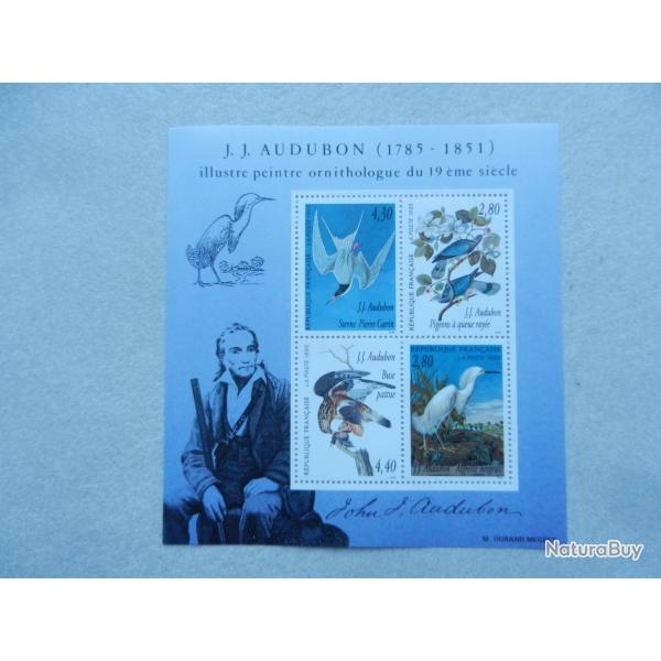 planche de 4 timbres J.J.Audubon 1785 1851 - la Poste 1995