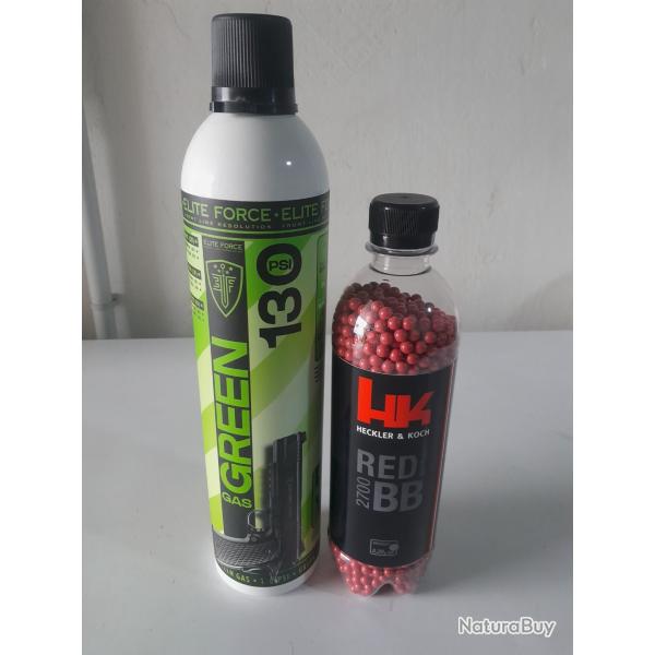 lot de gaz et bille airsoft