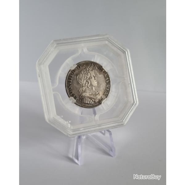 Superbe Quart �cu 1644 A Louis XIV (XIIII , 14 ) Paris M�che Courte 1er Semestre Sous Coque GENI 1/4