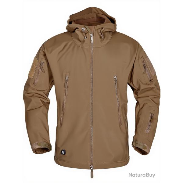 Veste Softshell taille S � 3XXL avec doublure Polaire Chaude Imperm�able avec capuche Kaki
