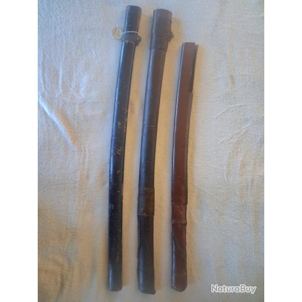 Lot de 3 fourreaux  saya  pour sabre katana shin  gunto militaires  japonais