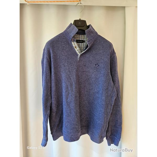 Pull � col polo de marque Ethnic Blue en coton et polyester violet.
