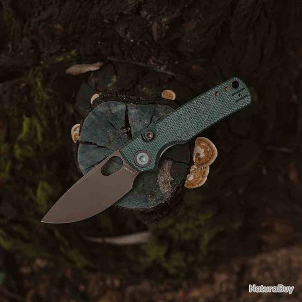 Couteau Vosteed Porcupine Lame Acier 14C28N Manche Micarta (Vert) Top Liner Lock IKBS VOSA2609