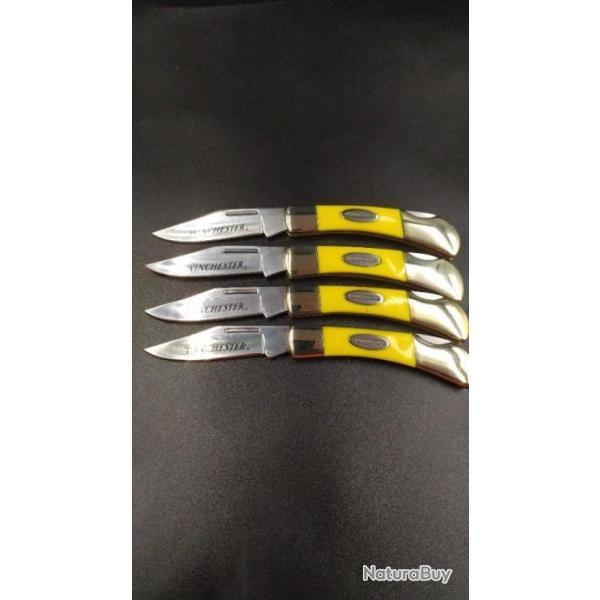LOT DE 4 COUTEAUX PLIANT WINCHESTER FACON OS ET LAITON 609X4