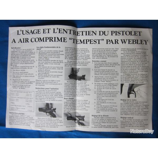 Notice papier d'origine - WEBLEY pistolet � air comprim� TEMPEST