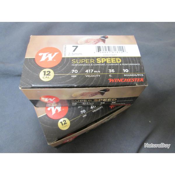 20 cartouches Super Speed G2 en 12/70 no7 en 36g Bourre Jupe