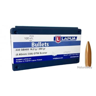 Lapua - 100 Projectiles Cal .338 - 250 grs OTM Scenar - GB488 - 4PL8017 ...