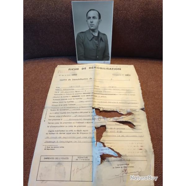 Photo et document prisonnier de guerre ww2
